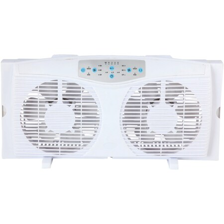 Optimus Reversible 8" Twin Window Fan with Thermostat F-5286